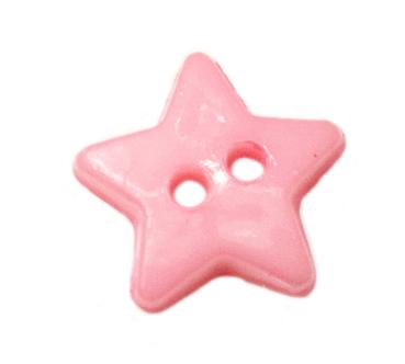 Kids button as a star made of plastic in pink 14 mm 0.55 inch